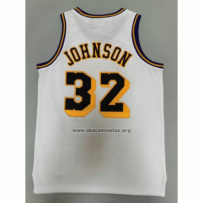 Camiseta Los Angeles Lakers Magic Johnson NO 32 Mitchell & Ness1984-85 Blanco